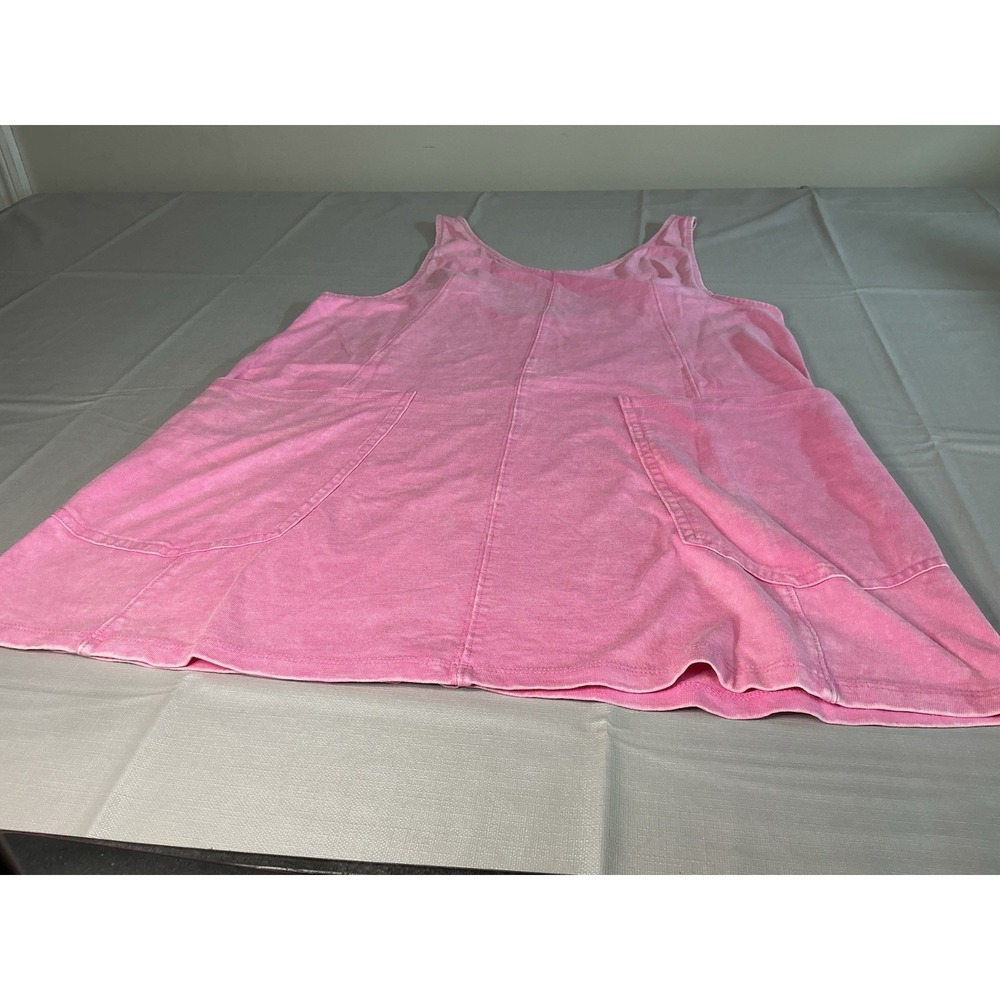 Zenana Tank Dress Womens M Pink Mineral Wash Sleeveless Swing Dress Pockets NWOT